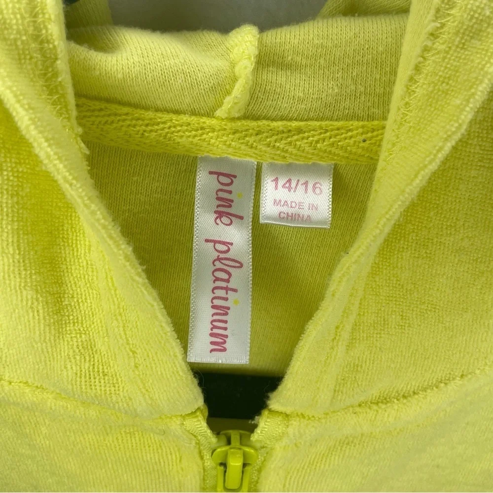 Pink Platinum 14/16 Girls Yellow Bathing Suit Cover Up Zippered PRELOVED
